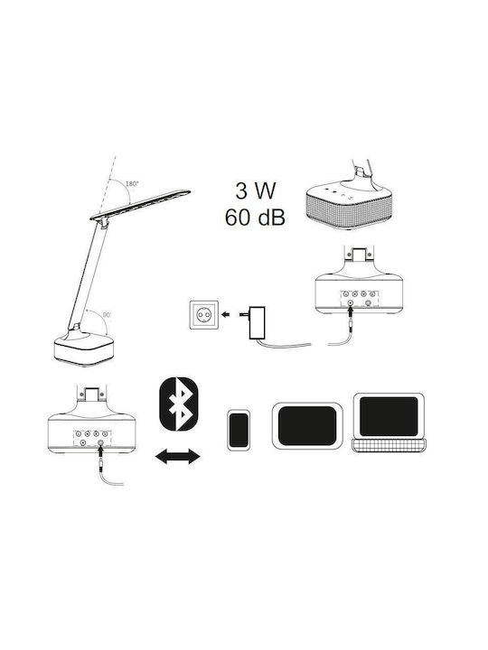Tracon Electric LED Lumină de Birou Bluetooth