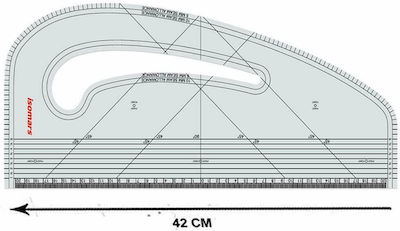 Isomars 45cm Sewing Ruler Curved