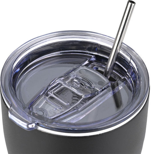 Estia Coffee Mug Save The Aegean Glass Thermos Stainless Steel BPA Free 350ml Noir Echo with Straw