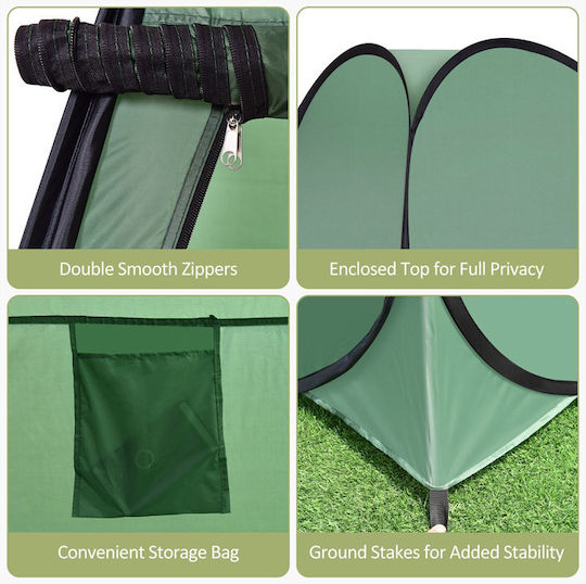 Costway Camping Tent Pop Up Toilet Green 3 Seasons 120x120x190cm