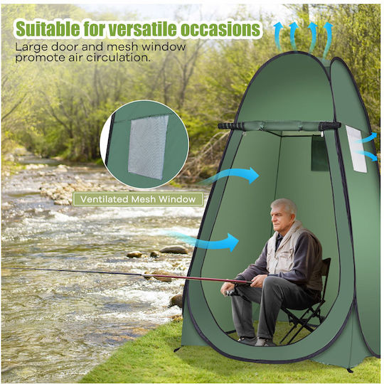Costway Camping Tent Pop Up Toilet Green 3 Seasons 120x120x190cm