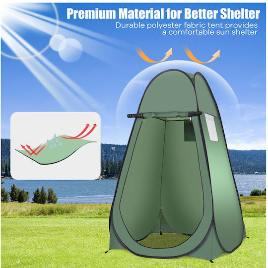 Costway Camping Tent Pop Up Toilet Green 3 Seasons 120x120x190cm