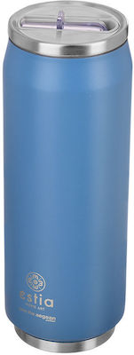 Estia Travel Cup Save the Aegean Ποτήρι Θερμός Ανοξείδωτο BPA Free Denim Blue 500ml με Καλαμάκι