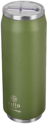 Estia Travel Cup Save the Aegean Recyclable Glass Thermos Stainless Steel Forest Spirit 500ml with Straw