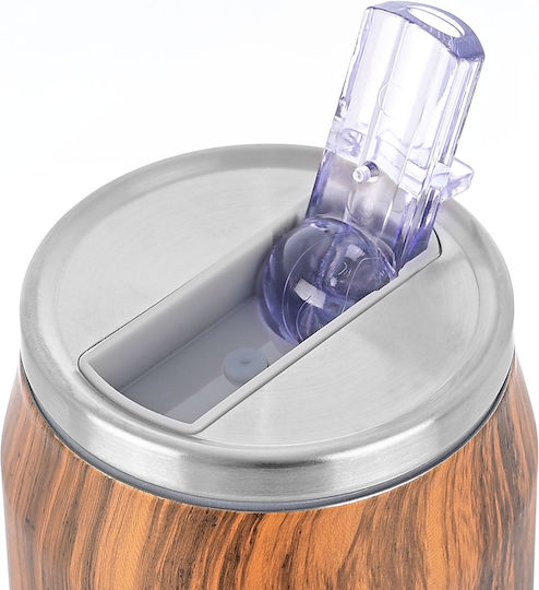 Estia Travel Cup Save the Aegean Recyclable Glass Thermos Stainless Steel / Plastic BPA Free 500ml Sekoya with Straw