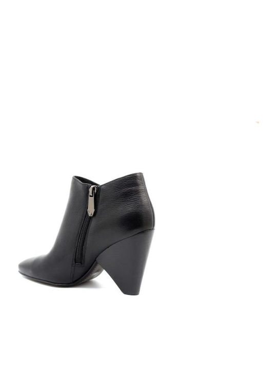 Leather Women's Chelsea Boots with High Heel Black