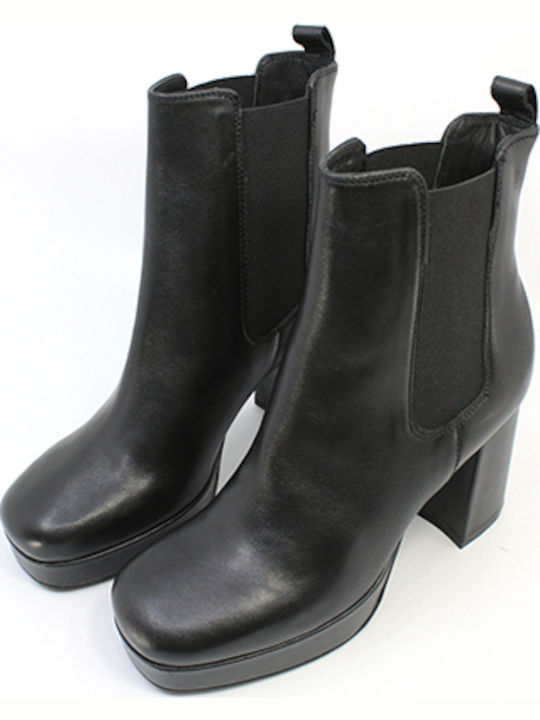 Leder Stiefeletten Damen Schwarz