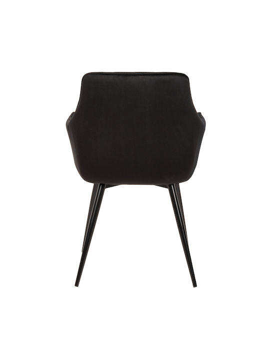 Latrell Dining Room Velvet Armchair Black Velvet-Black Metal 55x57x84cm
