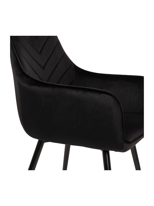 Latrell Dining Room Velvet Armchair Black Velvet-Black Metal 55x57x84cm
