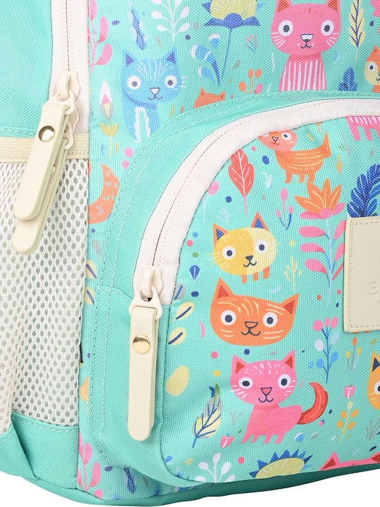 Estia Kid Backpack Σχολική Τσάντα Πλάτης Νηπιαγωγείου Feline Foliage με Θήκη για Παγούρι 10lt