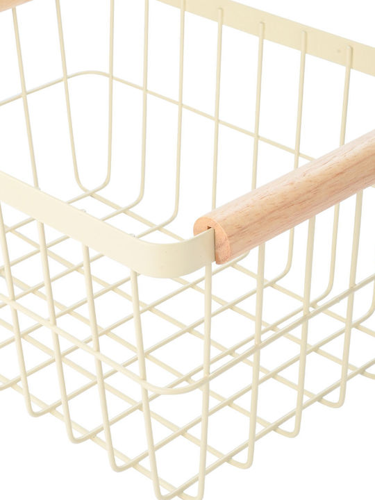 Estia Allure Decorative Basket Metallic with Handles Beige 33x22x15cm