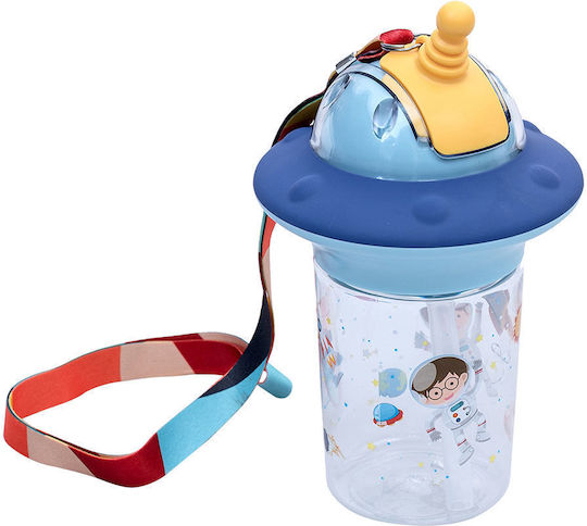 Estia Astro Kids Water Bottle Plastic with Straw Tyrquoise 450ml (Various Designs/Colours)