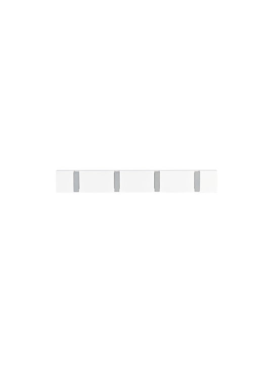 Estia Wooden Wall Hanger with 4 Slots White 40x1.8x5.5cm 1pc