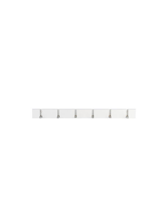 Estia Wooden Wall Hanger 6 Hooks White 60x1.8x5.5cm
