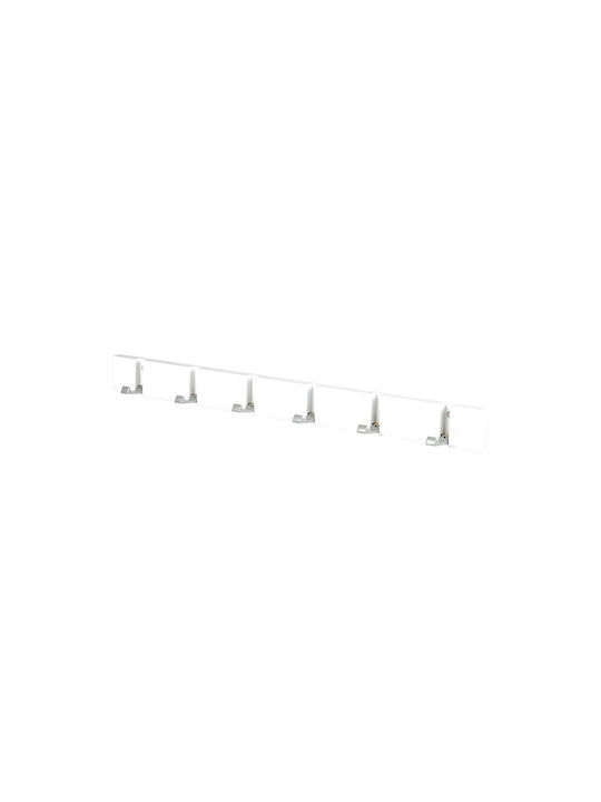 Estia Wooden Wall Hanger 6 Hooks White 60x1.8x5.5cm