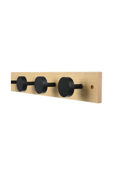 Estia Wooden Wall Hanger 6 Hooks Beige 60x6x6cm