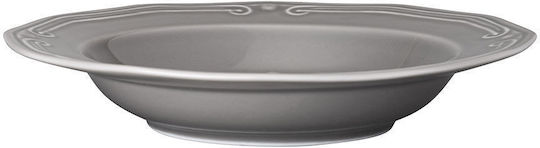 Estia Athénée Plate Shallow made of Porcelain Gray with Diameter 23cm
