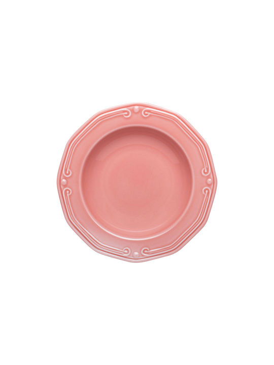 Estia Athénée Plate Shallow Porcelain Pink with Diameter 23cm 1pcs