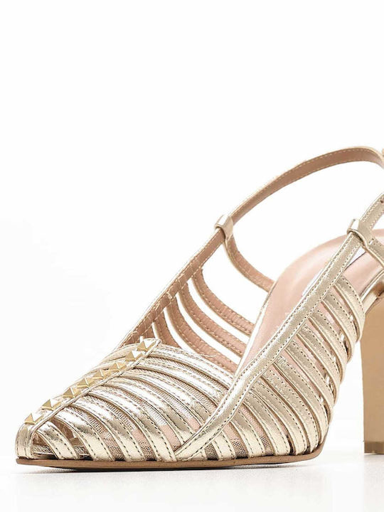 Mortoglou Leather Gold Heels