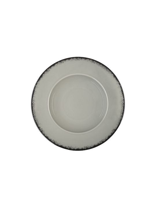 Estia Pearl Plate Pasta made of Porcelain Gray with Diameter 24cm 6pcs