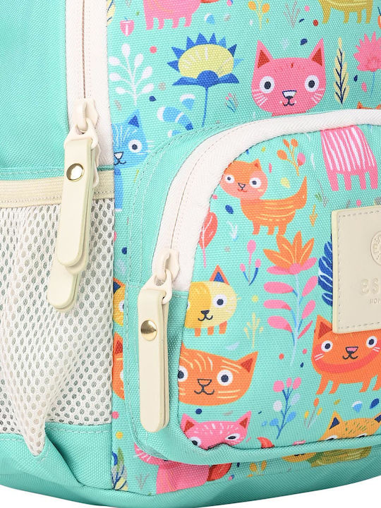 Estia Kid Backpack Σχολική Τσάντα Πλάτης Νηπιαγωγείου Feline Foliage με Θήκη για Παγούρι 6lt