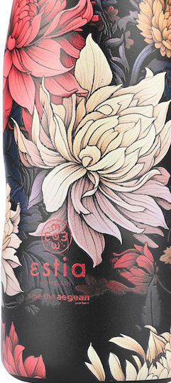 Estia Travel Flask Save the Aegean Bottle Thermos Stainless Steel BPA Free 500ml Midnight blossom
