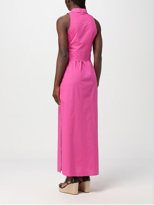 Michael Kors Sleeveless Maxi Tie Dress in Cerise Pink