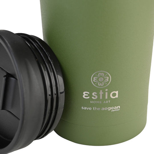 Estia Travel Mug Save The Aegean Recyclable Thermos Cup Stainless Steel BPA Free 350ml Forest Spirit