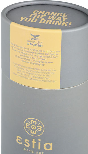 Estia Travel Flask Lite Save the Aegean Recyclable Bottle Thermos Stainless Steel 500ml Fjord Grey