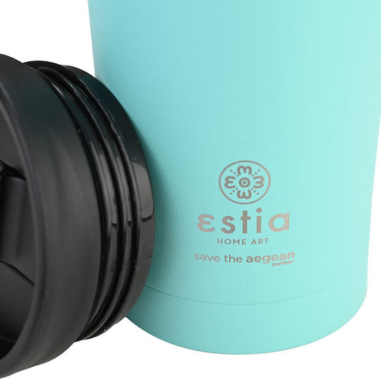 Estia Travel Mug Save The Aegean Recyclable Glass Thermos Stainless Steel BPA Free 350ml Bermuda Green