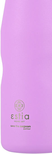 Estia Travel Flask Save the Aegean Recyclable Thermos Bottle Stainless Steel BPA Free 500ml Lavender Purple