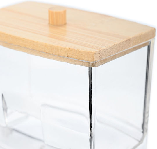 Bamboo Cotton Swabs Storage & Organization Box 9x7.5x7 Lid