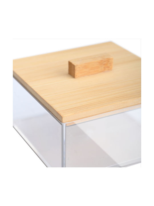 Homely Essentials Tabletop Cotton Holder Bamboo Transparent