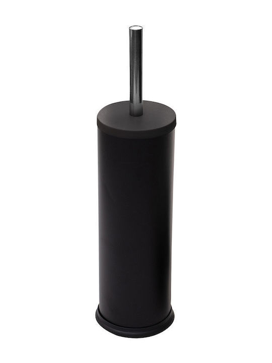 Toilet Brush Classic Metallic Plastic Container 23cm Matte Black