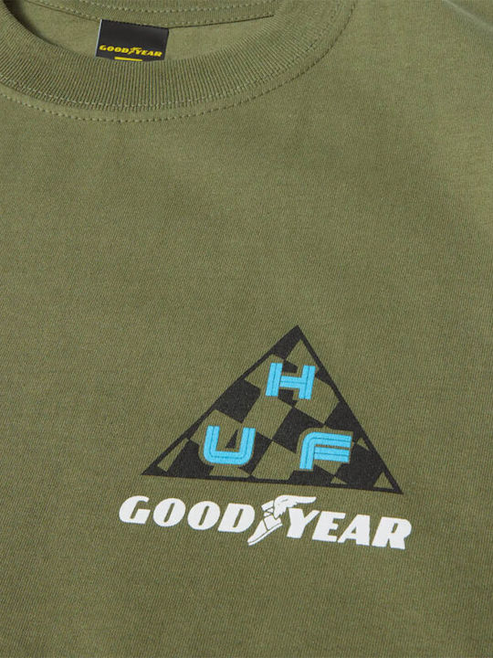 HUF Triple Triangle T-shirt Bărbătesc cu Mânecă Scurtă Olive