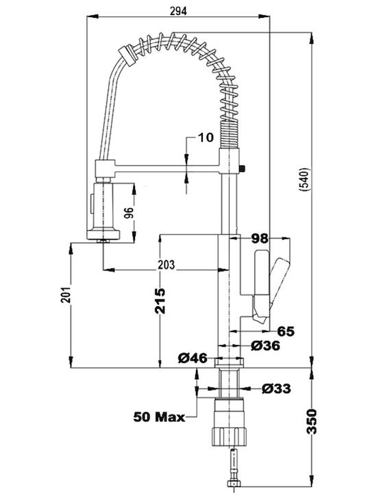 Teka Tall Kitchen Faucet Counter Silver