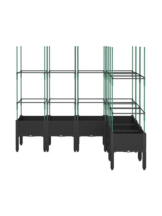 vidaXL Planter Box Plastic Black 160x120x142.5cm.