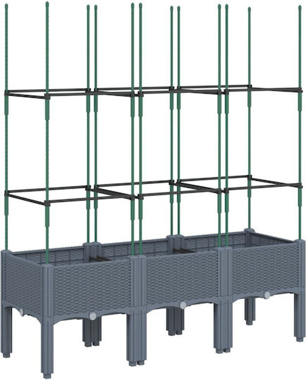 vidaXL Planter Box Plastic Grey 120x40x142.5cm.