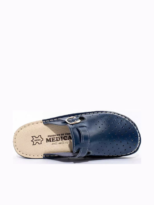 Vesna Men's Leather Anatomic Clogs Blue