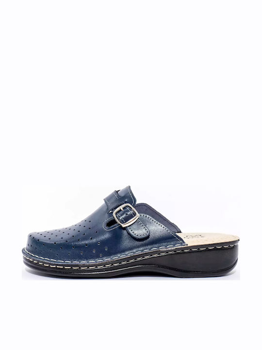 Vesna Men's Leather Anatomic Clogs Blue