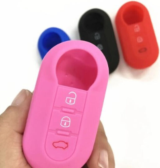 Car Key Cover Case made of with 3 Buttons for Fiat / Lancia in Pink Color
