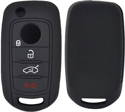 Car Key Cover Case made of with 4 Buttons for Fiat in Black Color