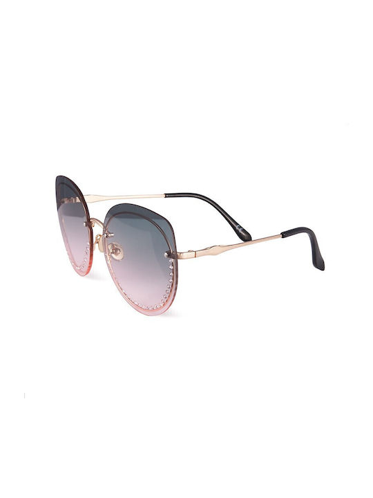 V-store Sunglasses Ροζ Χρυσά with Metal Frame & Pink Lens