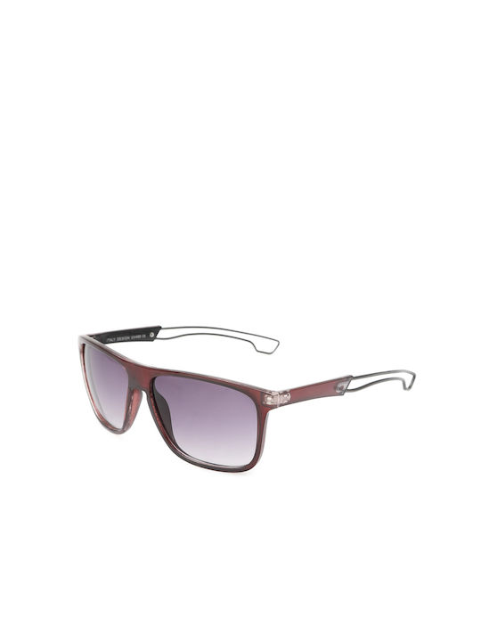 V-store Sunglasses with Burgundy Plastic Frame and Gray Gradient Lens 20.551RED