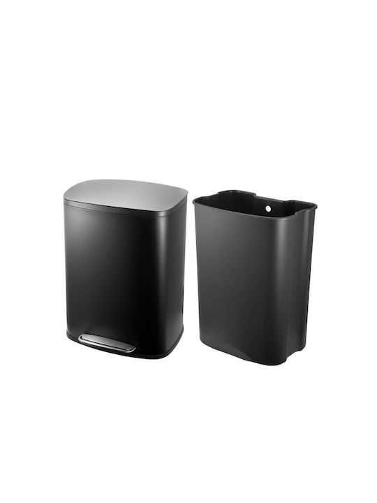 Estia Soft Close Waste Bin Waste Metallic Black 50lt 1pcs