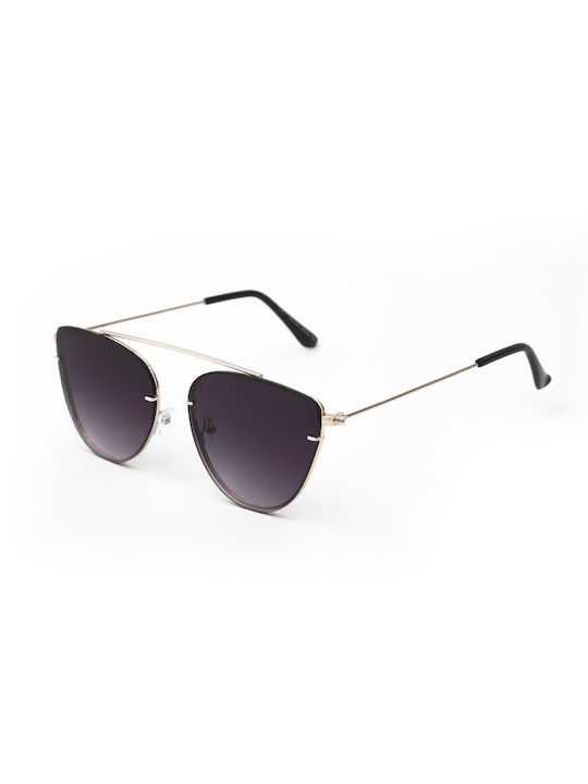 V-store Women's Sunglasses with Silver Metal Frame and Purple Gradient Lens 20.524GOLDBLACK