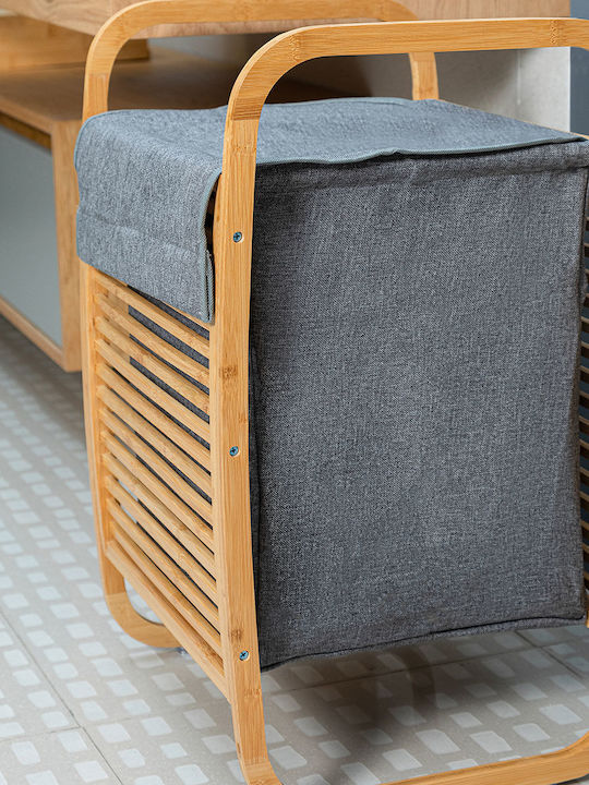 Estia Essentials Laundry Basket Bamboo with Cap 40x35x60.5cm Gray