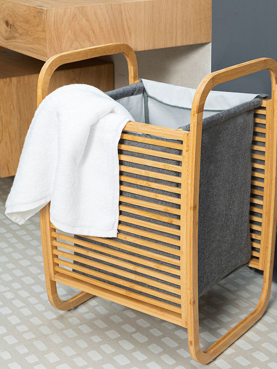 Estia Essentials Laundry Basket Bamboo with Cap 40x35x60.5cm Gray