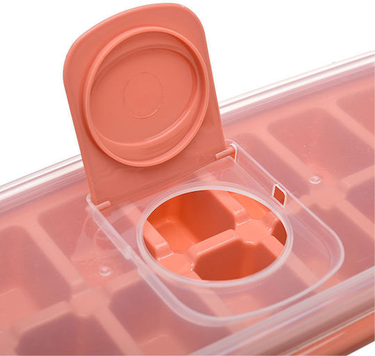 Estia Ice Tray Rectangular Plastic 14 Slots with Lid Pink 01-15046