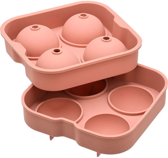 Estia Rotten Apple Ice Cube Tray Round Silicone 4 Slots Pink 01-15039
